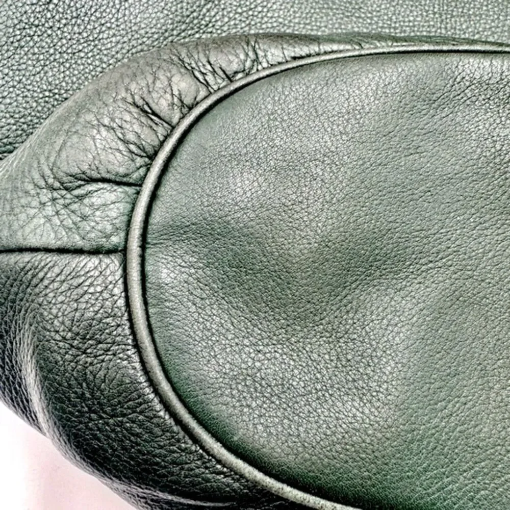 Auth Loewe Green Pebble Grain Leather Anagram Hobo Shoulder Bag Preloved Purse